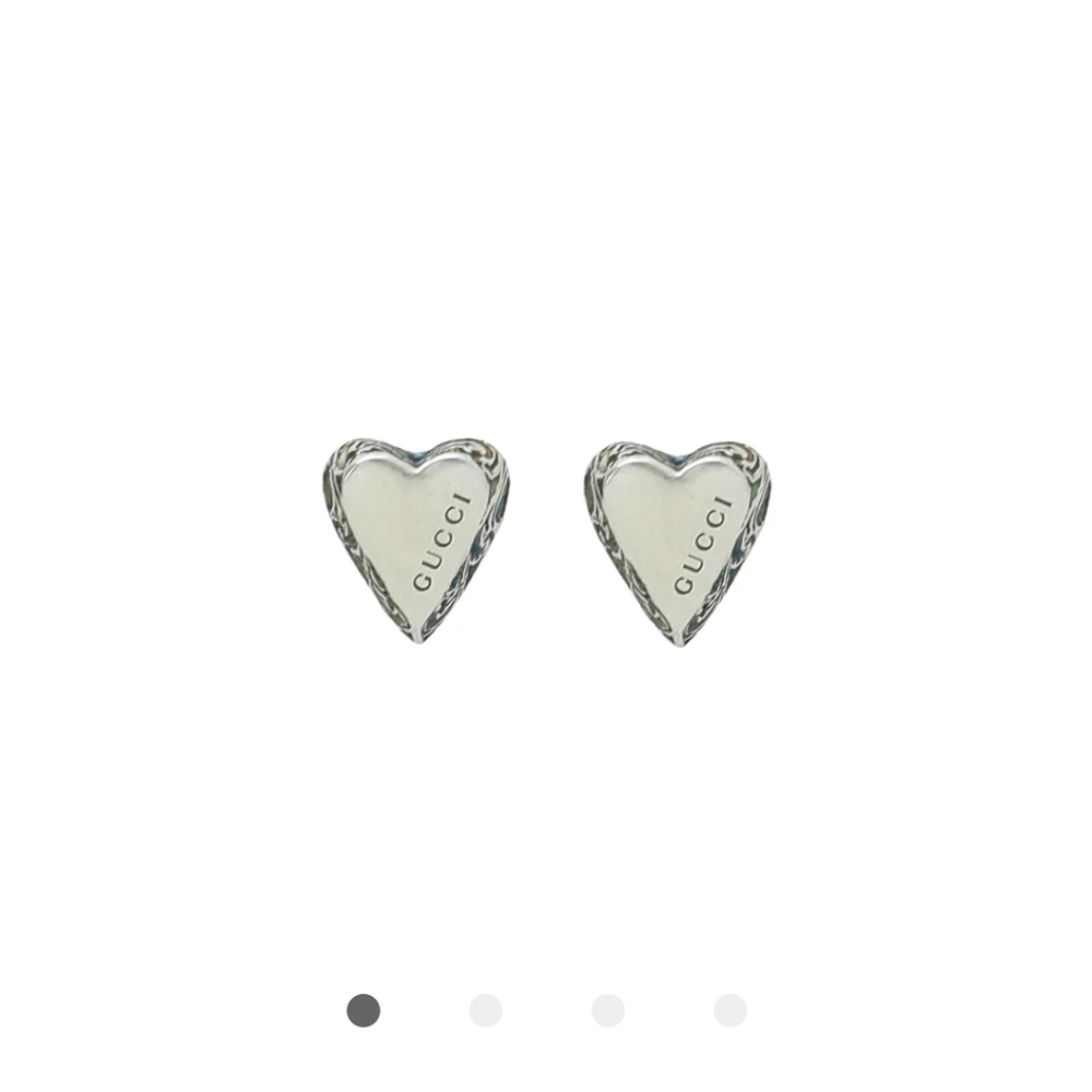 NIB Gucci Semi Shiny Silver Heart Earrings